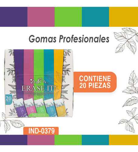 Gomas Profesionales Indra Para Dibujo Caja De 20 Pzs