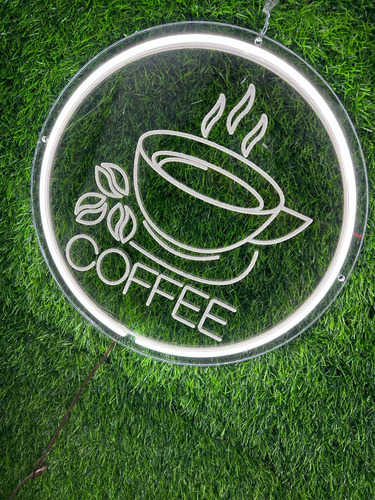 Letrero Led Neón Cafe Coffee Taza Cafeteria Circular Luminos