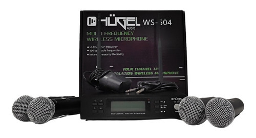 Set Microfonos Inalambricos Uhf X4 Conexion Infrarojo Color Negro