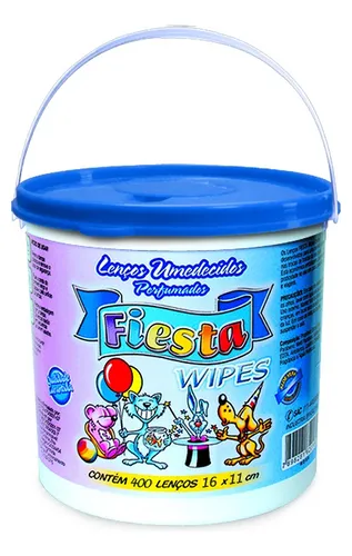 Balde De Lenços Umedecidos Fiesta Com 400 Unidades