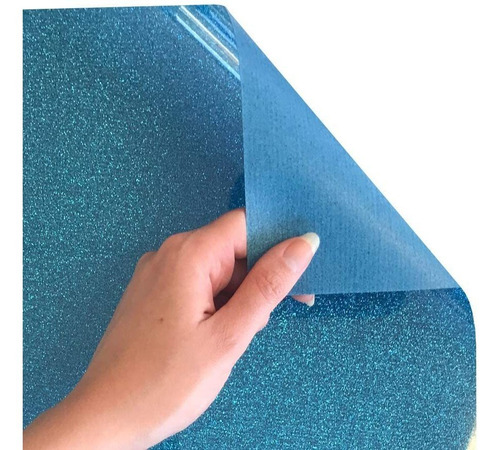 Imagen 3 de 10 de Vinilo Textil Estampar 30x100 Glitter Decorativo Aqua