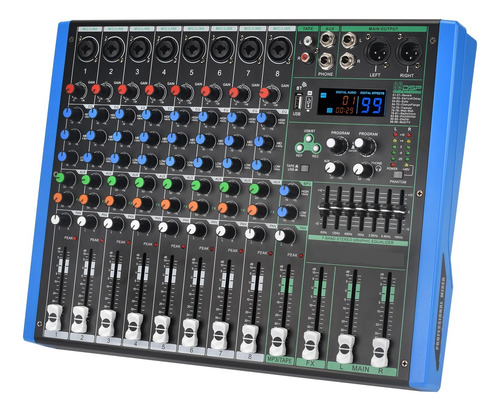Console De Mixam Estéreo 8 Canais, Usb, Pc, Reprodução,