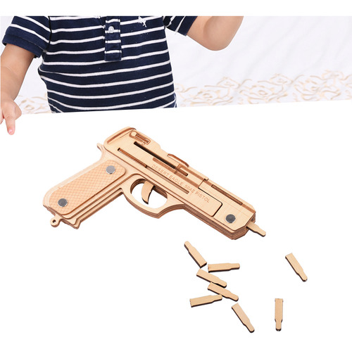 Rompecabezas De Madera 3d Con Banda Elástica, Pistola, Jugue