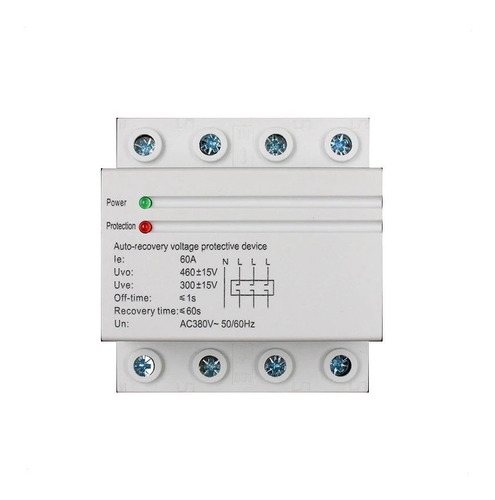Protector Alta Y Baja Tensión 60a 380v Din Trifasico Autom.