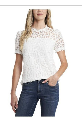 Blusa Encaje Flores Transparencia Cece Mujer Talla L / 36-37