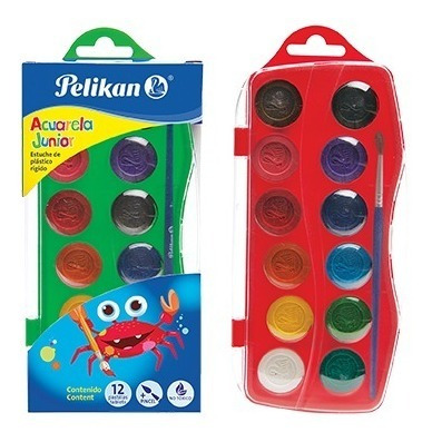 Imagen 2 de 2 de Acuarelas Pelikan Junior - 12 Pastillas