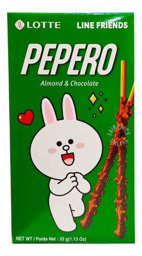 Lotte Pepero Line Friends Galleta Con Chocolate Y Almendra 