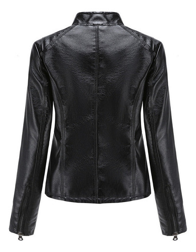 Chaqueta Cuero Informal Mujer Chaqueta Ajustada Cuello