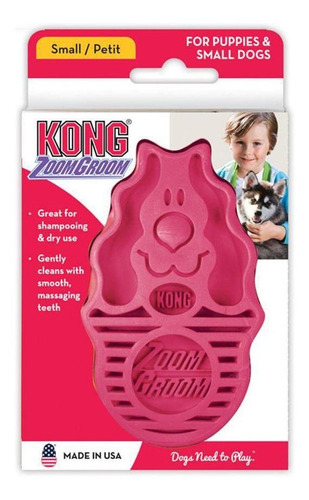 Escova Kong Para Cachorro Zoomgroom Raspberry Rosa Pequena