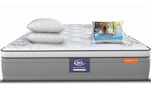 Colchón Serta King Size Cron Os Tecnología Posture Spiral Comfort Foam | Ortopédico Antibacteriano Con 2 Almohadas Memory Foam Cooling Gel