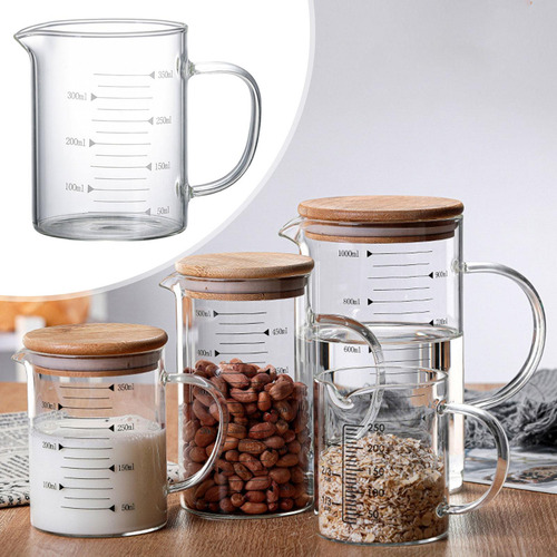4 Taza Medidora Taza De Vidrio Resistente Al Calor Con 350ml