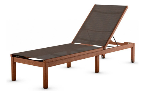 Camastro Kingsbury De Madera de Eucalipto FSC Con Respaldo De Malla y Dos Ruedas Traseras Color Café
