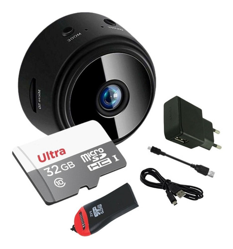 Kit Mini Câmera Espiã + 32gb Micro Filmar Escondida Full Hd