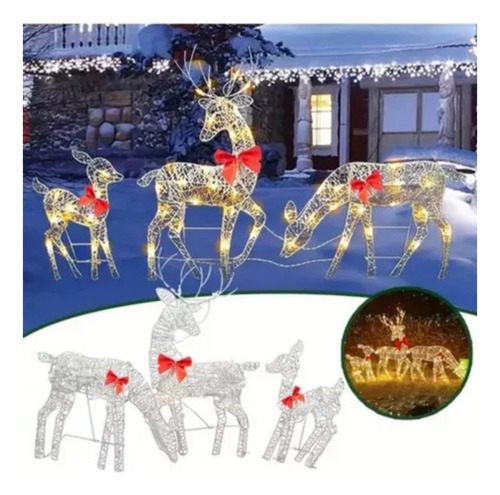 Decoração De Natal Cb Com Renas, Iluminada Por Veados