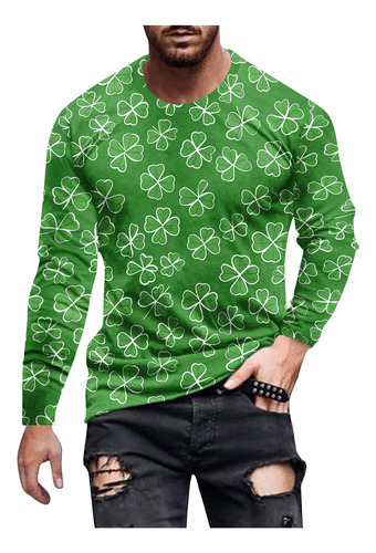 Blusa En T Estampada De Moda Para Hombre Con Cuello Redondo