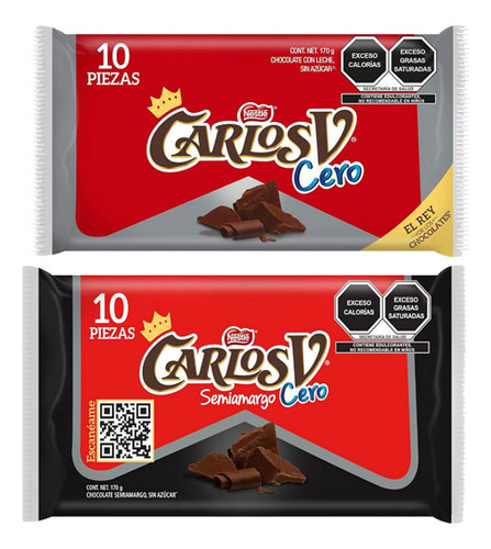 Chocolate Carlos V Cero+ Semiamargo Cero Azucar Sugar Nestle