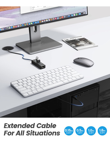 Adaptador Usb 3.0 A Ethernet Hub Orico 4 En 1 Con Cable De 6