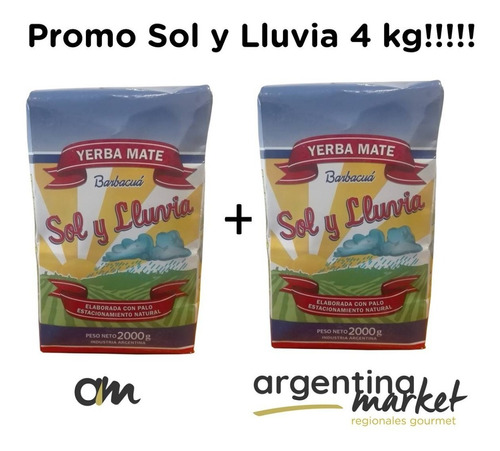 Yerba Sol Y Lluvia 4 Kg. (2 Paquetes X 2 Kg.)