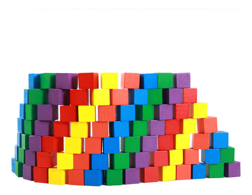 100 Cubos De Colores, Bloques De Construcción De Madera, Tor