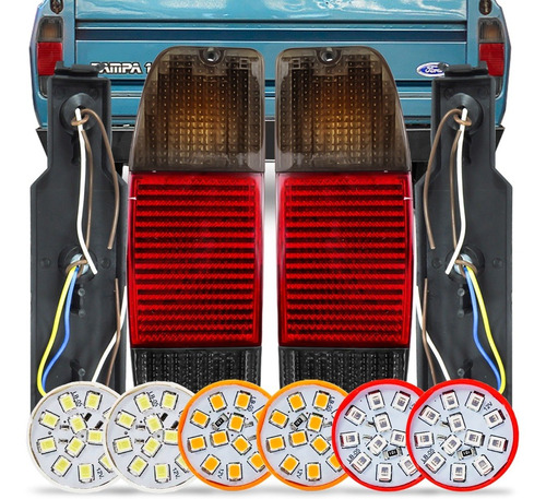 Par Lanterna Traseira Pampa 85 86 A 91 Fumê + Lâmpadas Led