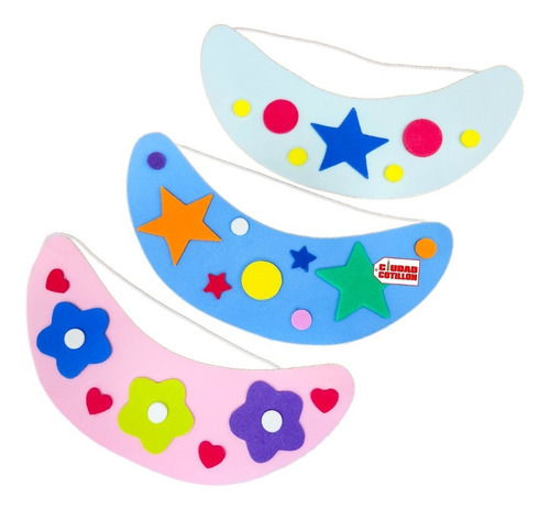 Visera Flores Estrella X3 Goma Eva Fiesta 18cm Infantil - Cc