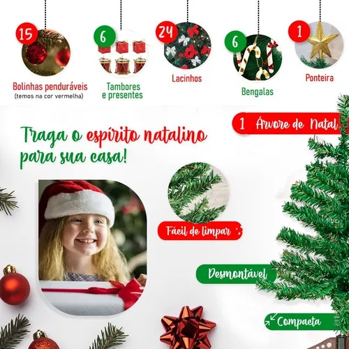 Árvore De Natal Pequena 60 cm Decorada Com 24 Bolinhas Natal Enfeites  natalinos festa