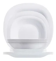 Comprar Vajilla Moderna Cuadrada Vidrio Opal Luminarc 18p 6 Personas