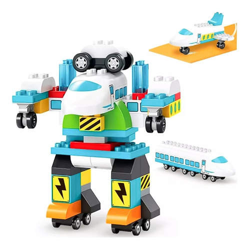 Set De Construccion Bloques Tren Y Robot 71 Piezas Niños