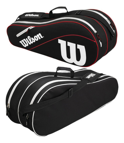 Raqueteira Wilson Advantage Esp Para 6 Raquetes De Tênis Cor Preto/Branco/Vermelho