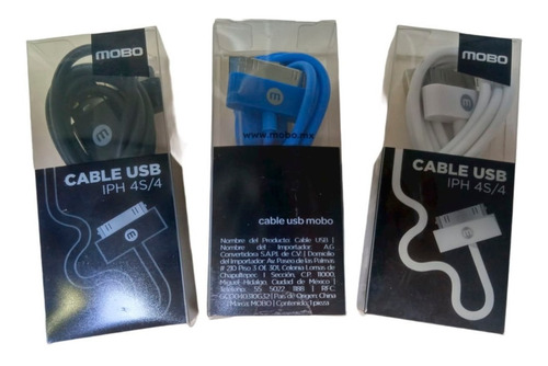 Imagen 2 de 2 de Cable Usb iPhone 4 Mobo 30 Pines Azul