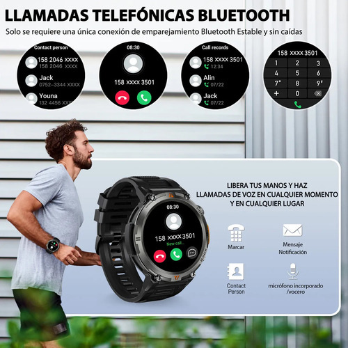 Reloj Inteligente Táctico Eigiis Ke3 Con Linterna Dual