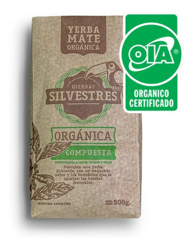 Yerba Mate Orgánica Certificada - Hierbas Silvestres X 500 G