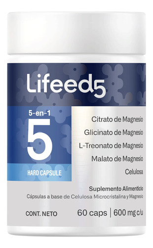 Suplemento Citrato De Magnesio 5 En 1 Lifeed5 60 Cápsulas