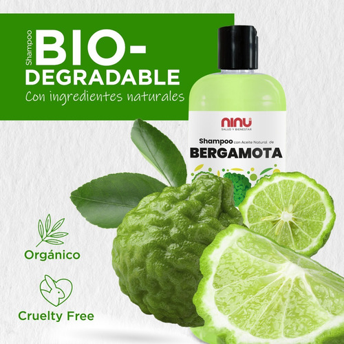 Shampoo Aceite De Bergamota Ninu Libre De Sulfatos 1 Litro