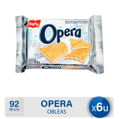 Obleas Opera Rellenas Bagley - Pack X6
