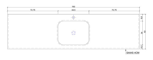 Bancada Para Banheiro Com Cuba Em Ssm Corian 190cm