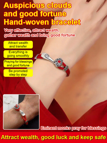 Conjunto De Pulseras Vintage Hechas A Mano Con Cuerda Roja P