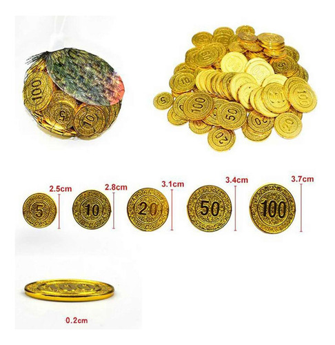 2 Monedas De Tesoro Pirata Oro 2.5-3.7cm Oro 2.5-3.7cm