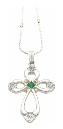 Cadena Almendrade Plata Con Cruz De Plata Y Oro.