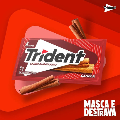 Goma de mascar trident Trident Chiclete Sem açúcar canela com goma base sem glúten 8 g 21 u