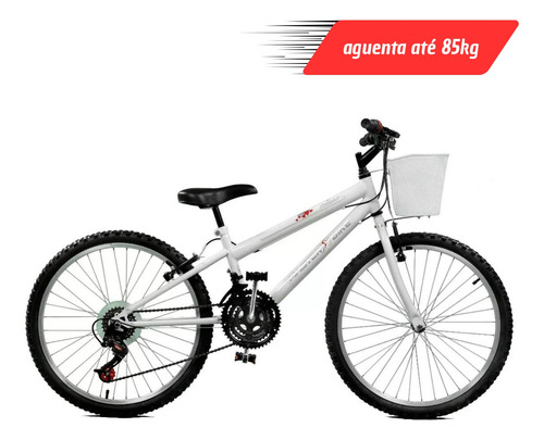 Bicicleta Aro 24 21 Marchas Com Cesta Mtb Bike Teen Feminina