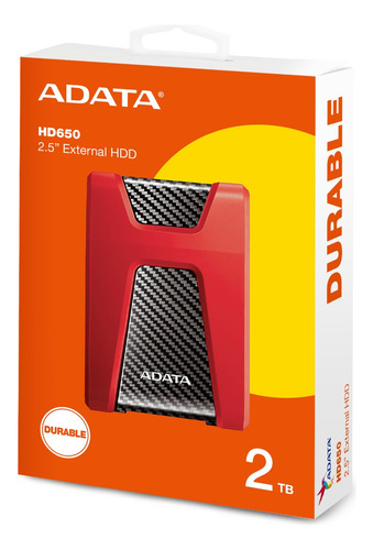 Disco Duro Externo Adata 2tb Rojo Ahd650-2tu31-crd