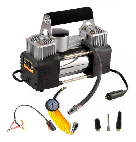 Imagen 1 de 10 de Compresor Aire Manómetro Cilindro 12v Metal Auto 444 Bolso