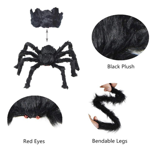 Juego De 5 Arañas De Halloween De 30 Pulgadas Con Patas Flex
