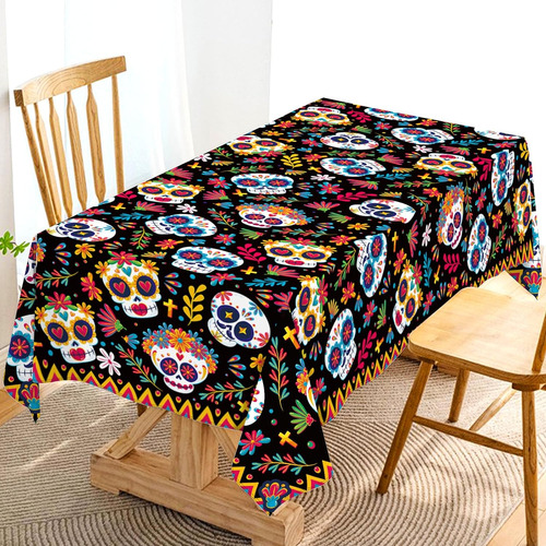 Dia De Los Muertos - Mantel Con Diseño De Calavera De Azúcar
