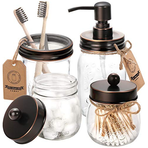 Juego De 4 Accesorios De Baño Mason Jar  Bronce Ace...