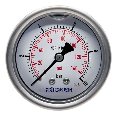 Manômetro Total Inox Angular 63mm, 10 Bar/psi Rosca 1/4 Bsp