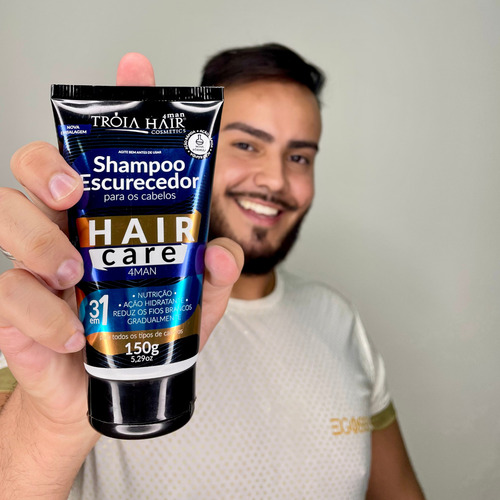 20 Sachês Shampoo Escurecedor 3 Em 1 C/ 15g Tróia Hair