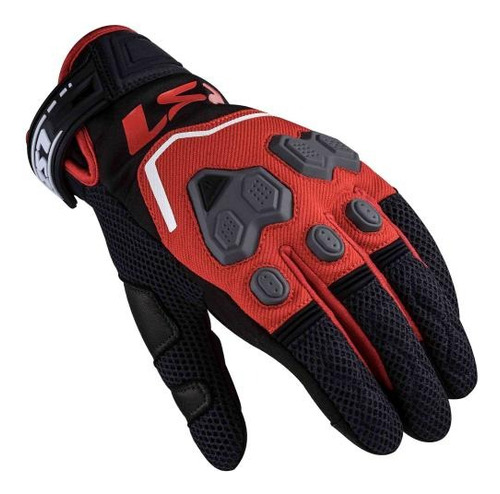 Guantes Vel Ls2 Negro Rojo Vega