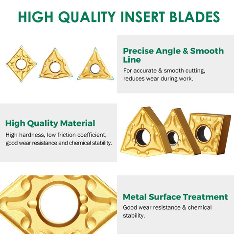 Juego De 3 Herramientas De Torno Cnc Metal Indexable 16 Mm